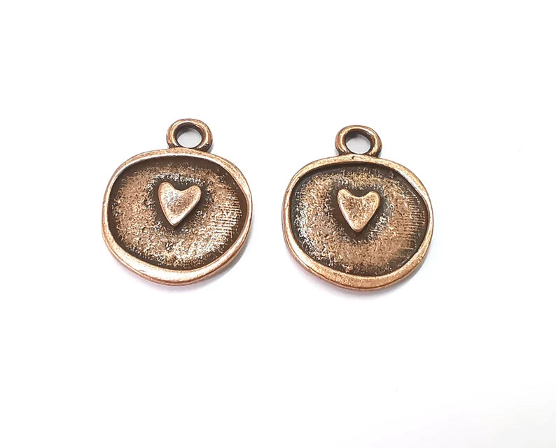 2 Pcs Heart Charm Antique Copper Plated Charm (25x20mm) G27595