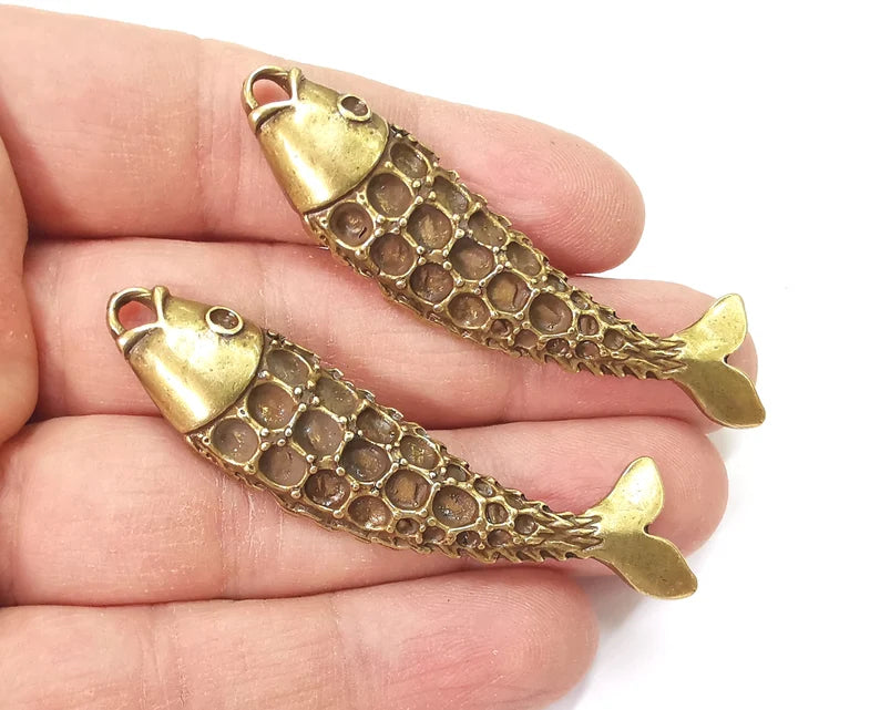 Fish Pendant Antique Bronze Plated Pendant (64x16mm) G27596