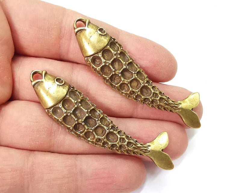 Fish Pendant Antique Bronze Plated Pendant (64x16mm) G27596