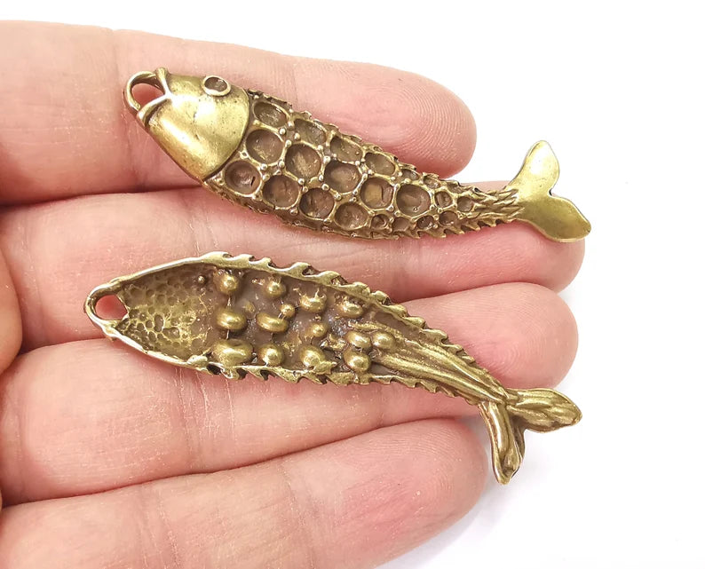 Fish Pendant Antique Bronze Plated Pendant (64x16mm) G27596