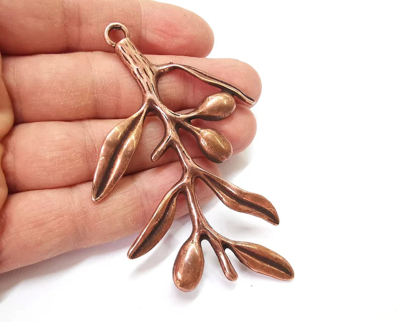 Olives Branch Pendant Antique Copper Plated Pendant (91x58mm) G27597