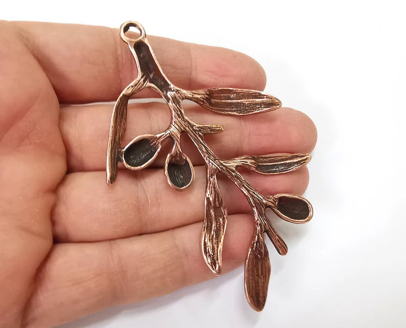 Olives Branch Pendant Antique Copper Plated Pendant (91x58mm) G27597