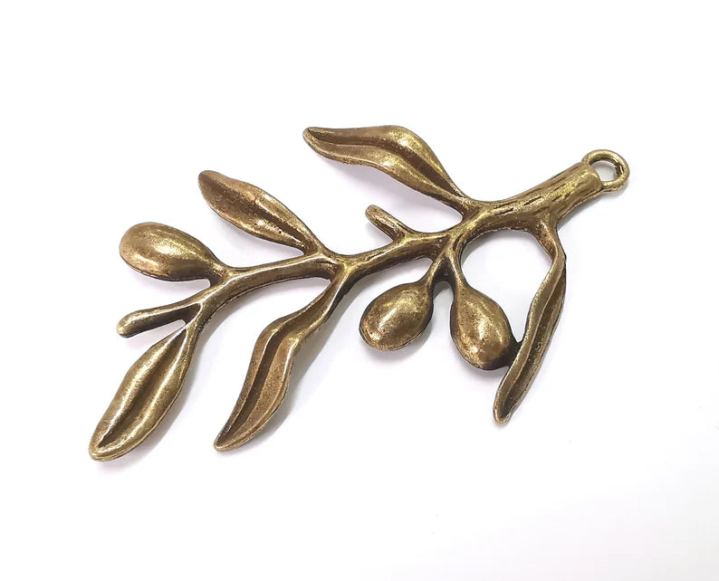 Olives Branch Pendant Antique Bronze Plated Pendant (91x58mm) G27598