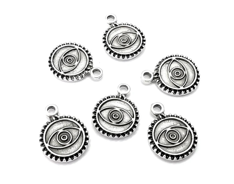 Silver Round Eye Charms Antique Silver Plated Charms (16x12mm) G27748