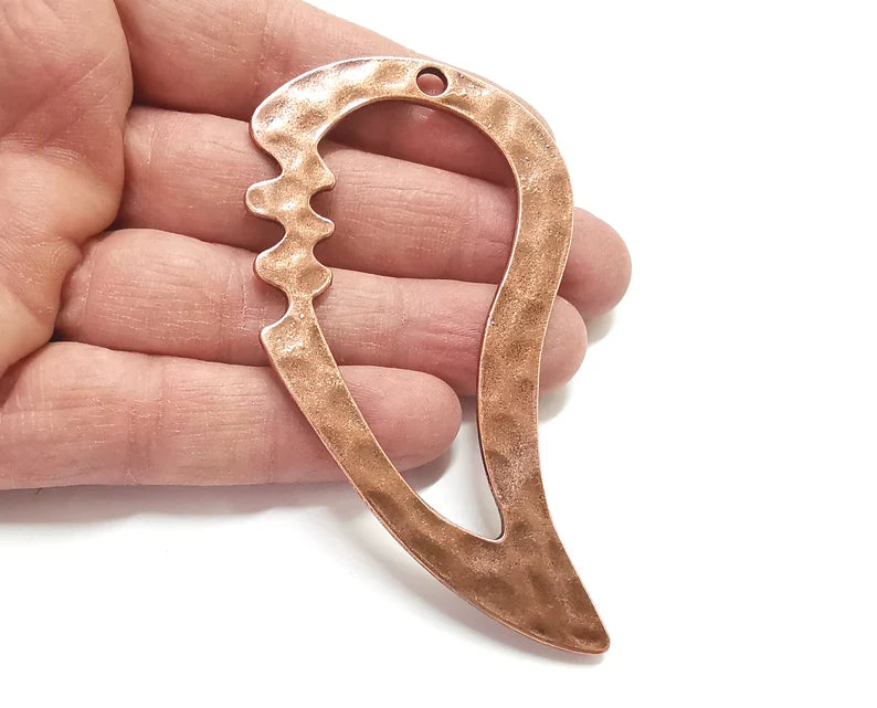 Hammered Pendant Antique Copper Plated Pendant (92x50mm) G27607