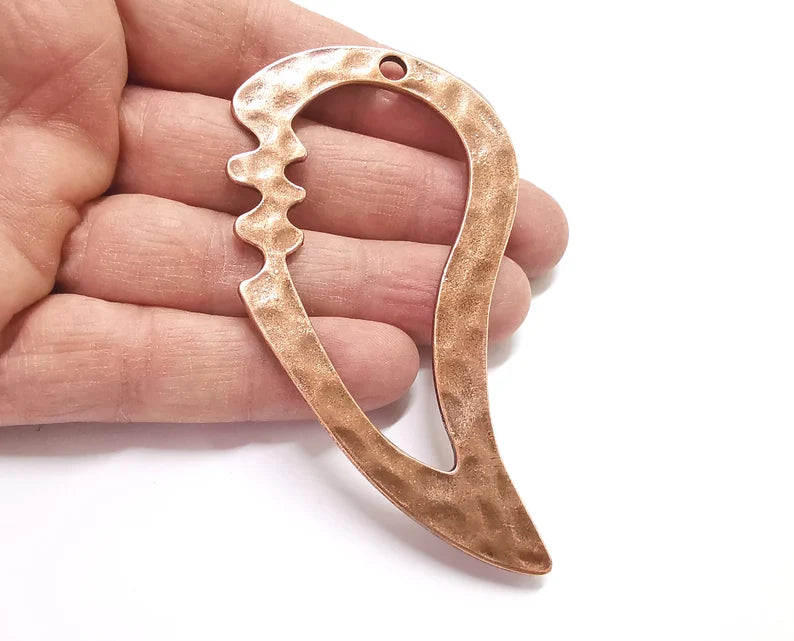 Hammered Pendant Antique Copper Plated Pendant (92x50mm) G27607