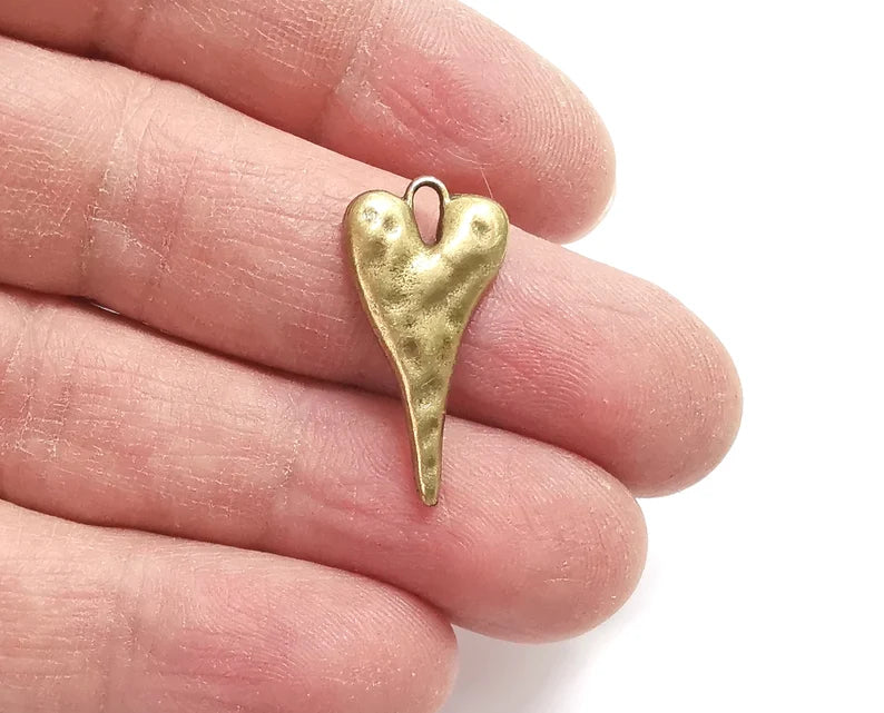 Hammered Heart Charm (Double Sided) Antique Bronze Plated Charms (26x13mm) G27608