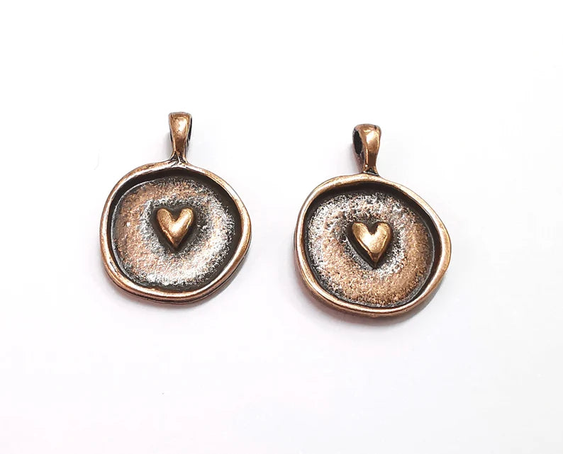 Heart Charms Antique Copper Plated Charm (24x17mm) G27610