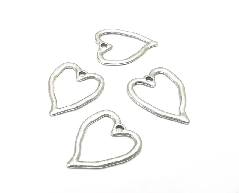 Heart Charms Antique Silver Plated Charms (23x19mm) G27762