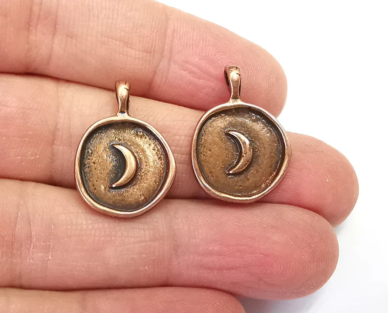 Crescent Moon Charms Antique Copper Plated Charm (24x17mm) G27619