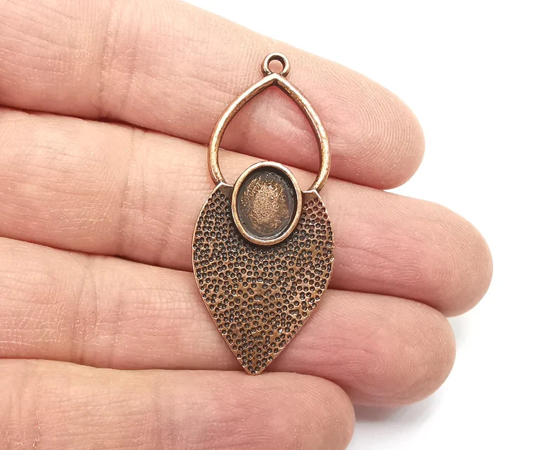 2 Leaf Oval Blank Charms Antique Copper Plated Charms (46x20mm) G27436