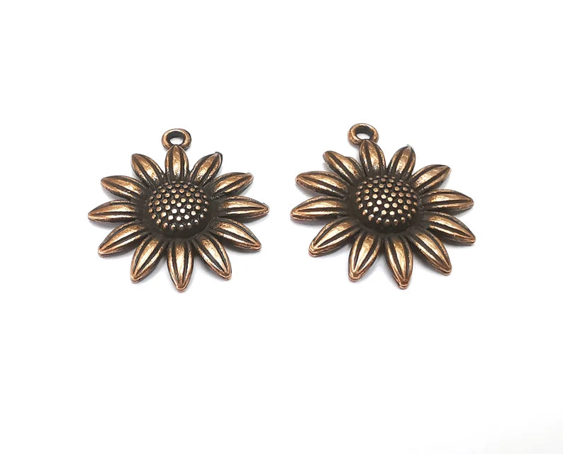 Sunflower Charms Antique Copper Plated Charms (27x23mm) G28425