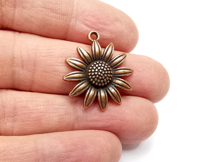 Sunflower Charms Antique Copper Plated Charms (27x23mm) G28425