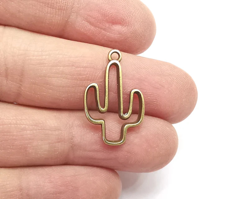 Cactus Charms Antique Bronze Plated Charms (25x15mm) G27773