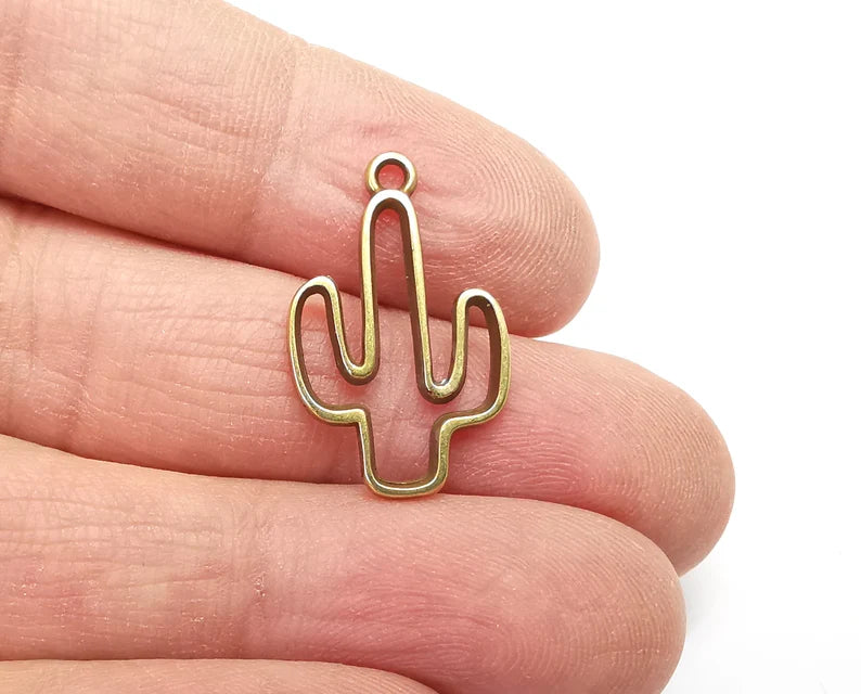 Cactus Charms Antique Bronze Plated Charms (25x15mm) G27773