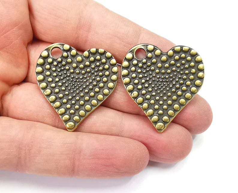 Heart (Double Sided Charms Pendant Antique Bronze Pendant (35x32mm) G27633