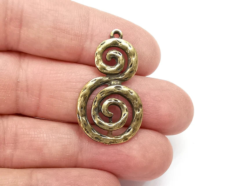 Swirl Charms Antique Bronze Plated Charms (35x21mm) G27817