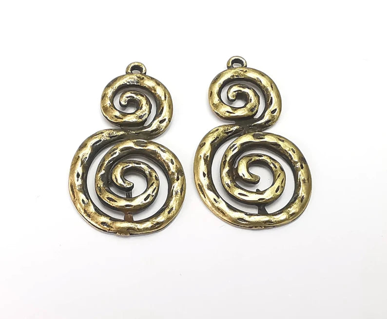 Swirl Charms Antique Bronze Plated Charms (35x21mm) G27817