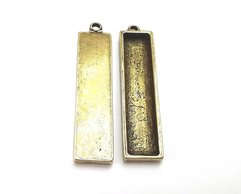 Hammered Resin Base Pendant Blank inlay Blank Mosaic Blank Bezel Setting Mountings Antique Bronze Plated Blank (50x10mm blank) G27786