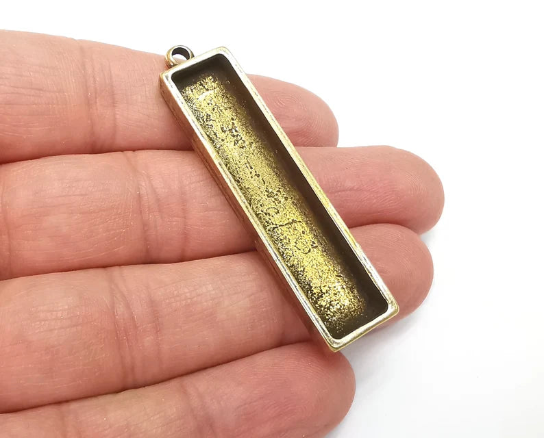 Hammered Resin Base Pendant Blank inlay Blank Mosaic Blank Bezel Setting Mountings Antique Bronze Plated Blank (50x10mm blank) G27786