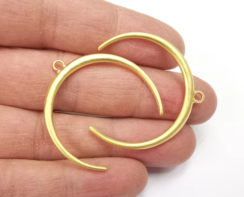 2 Pcs Crescent Moon Charms Gold Plated Charms (38mm) G27637