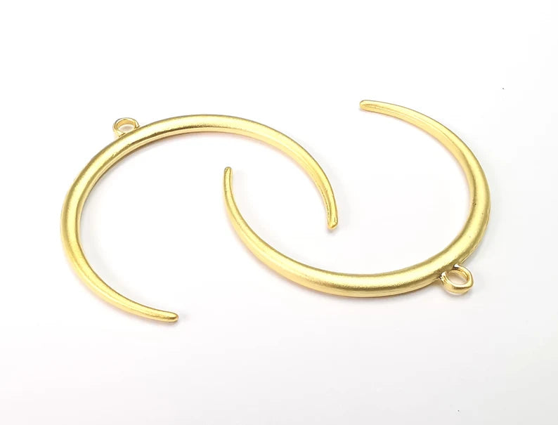 2 Pcs Crescent Moon Charms Gold Plated Charms (38mm) G27637