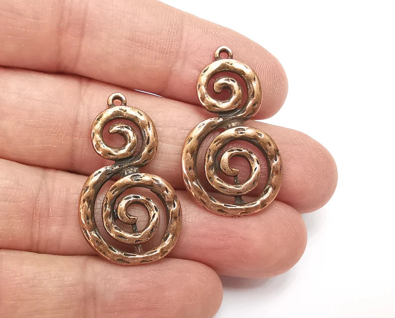 Swirl Charms Antique Copper Plated Charms (35x21mm) G27789