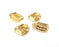 Leaf Gold Rectangle Charm Bezel Blank Cabochon Blank Base Mountings Gold Plated Charms (8x4mm bezel) G27818