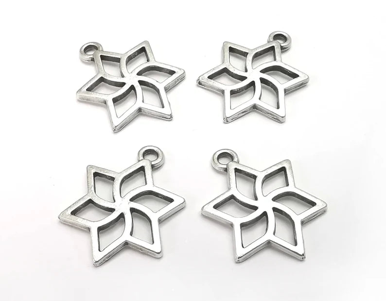 Star Charms Antique Silver Plated Charms (23x18mm) G27651