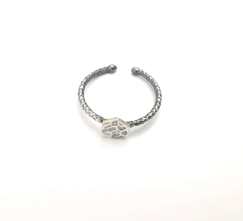 Hexagon Stamping Ring Blanks, Sterling Silver Engraving Blank, Statement Rings, Adjustable Nameplate Ring, 925 Solid Silver 6mm G30261