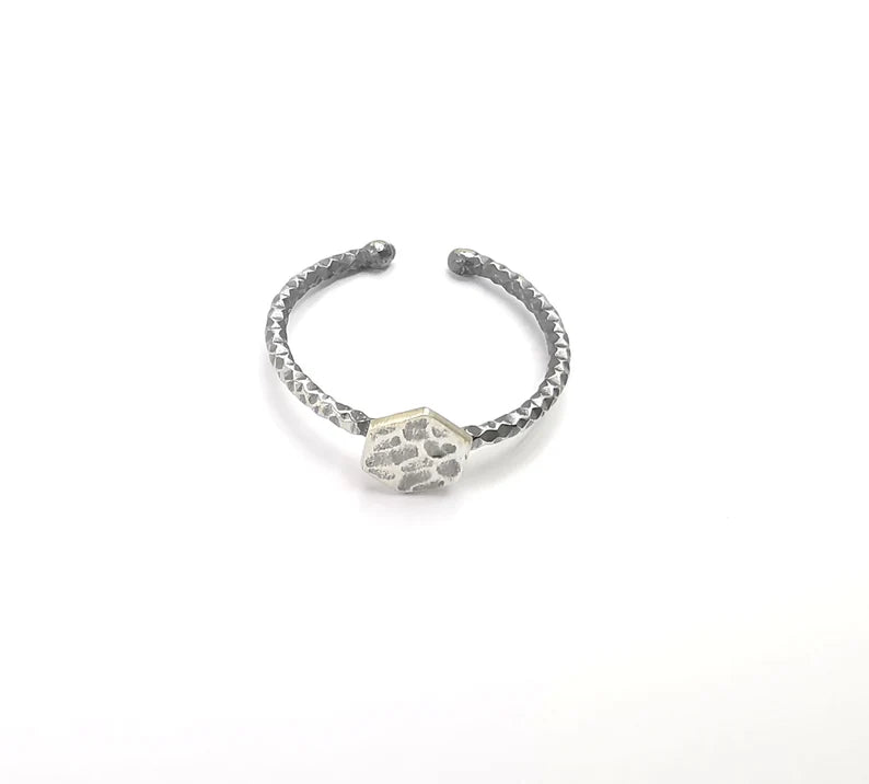 Hexagon Stamping Ring Blanks, Sterling Silver Engraving Blank, Statement Rings, Adjustable Nameplate Ring, 925 Solid Silver 6mm G30261