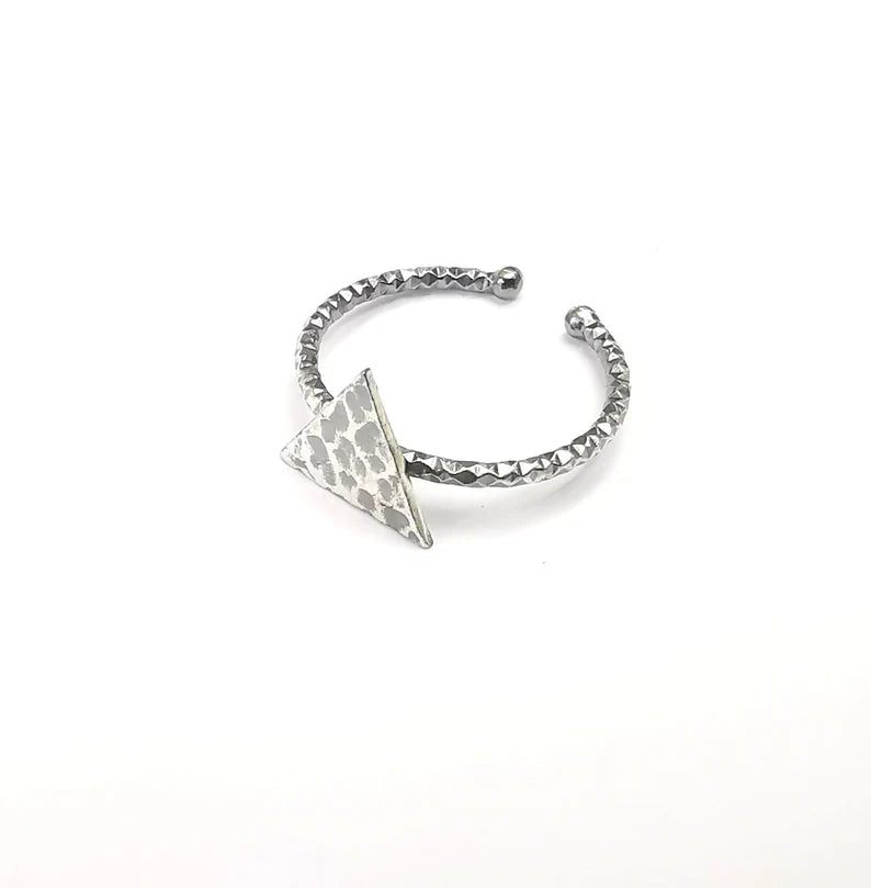 Triangle Stamping Ring Blanks, Sterling Silver Engraving Blank, Statement Rings, Adjustable Nameplate Ring, 925 Solid Silver 10mm G27800