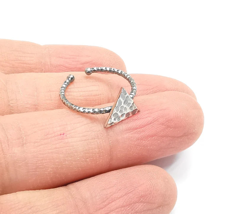 Triangle Stamping Ring Blanks, Sterling Silver Engraving Blank, Statement Rings, Adjustable Nameplate Ring, 925 Solid Silver 10mm G27800