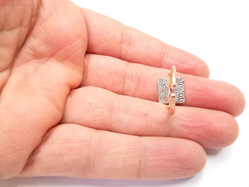 Stamping Ring Blanks, Rose Gold Plated Sterling Silver, Engraving Statement Ring, Adjustable Nameplate Ring 925 Solid Silver 12x12mm G30259