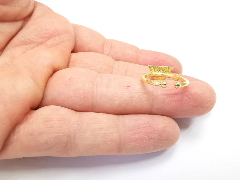 Stamping Ring Blanks, Gold Plated Sterling Silver, Engraving Blank, Statement Rings, Adjustable Nameplate Ring 925 Solid Silver 13mm G30260