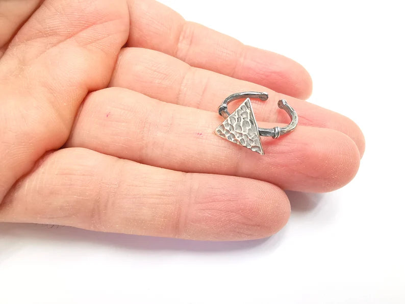 Triangle Stamping Ring Blanks, Sterling Silver Engraving Blank, Statement Rings, Adjustable Nameplate Ring, 925 Solid Silver 13mm G30281