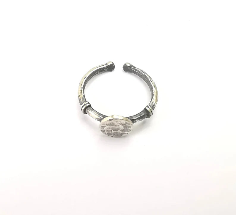 Stamping Ring Blanks, Sterling Silver Engraving Blank, Statement Rings, Adjustable Nameplate Ring, 925 Solid Silver 8mm G30282