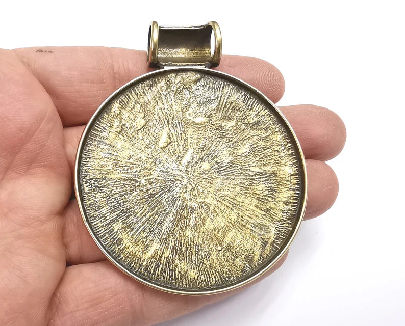 Ethnic Round Pendant Antique Bronze Plated Pendant (75x62mm) G27660