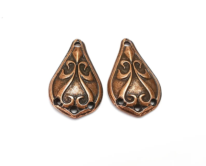 Ethnic Drop Charms Connector Antique Copper Plated Charms (33x20mm) G27827
