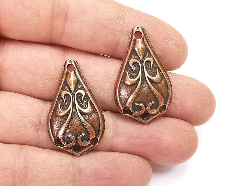 Ethnic Drop Charms Connector Antique Copper Plated Charms (33x20mm) G27827