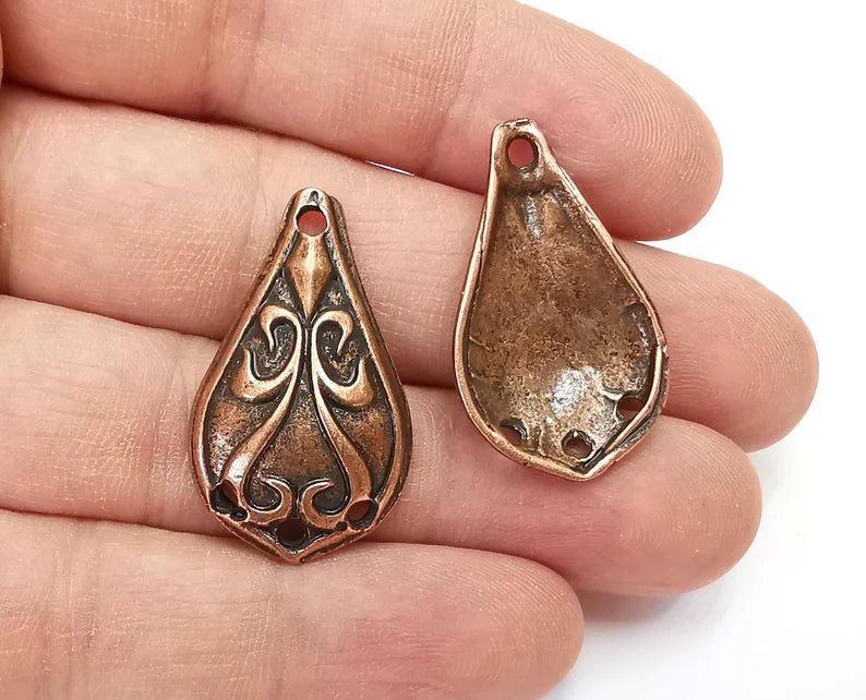 Ethnic Drop Charms Connector Antique Copper Plated Charms (33x20mm) G27827
