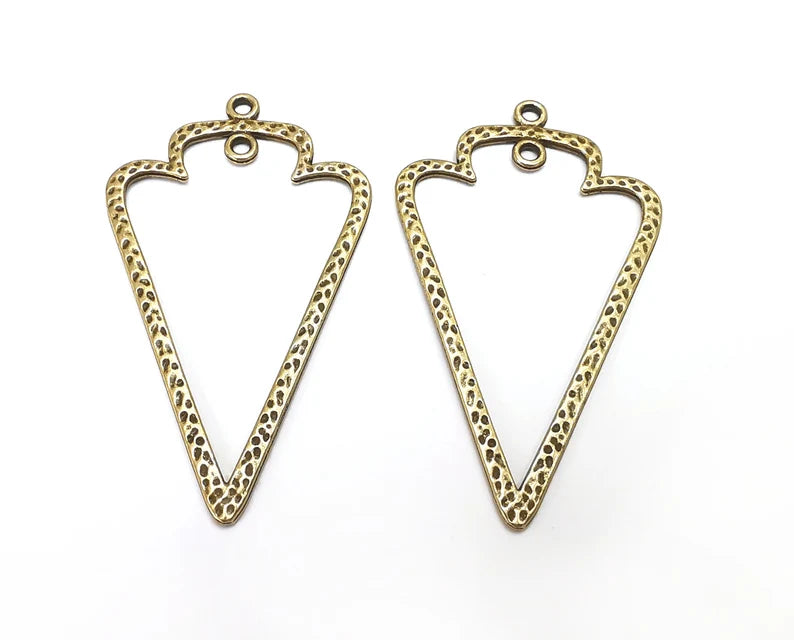 Hammered Charms Connector Antique Bronze Plated Charms (52x31mm) G27829
