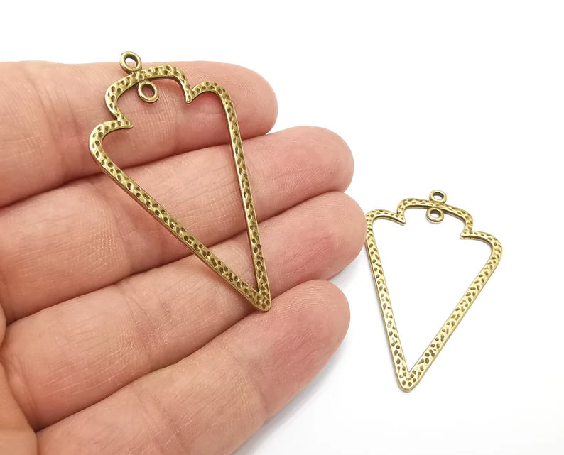 Hammered Charms Connector Antique Bronze Plated Charms (52x31mm) G27829