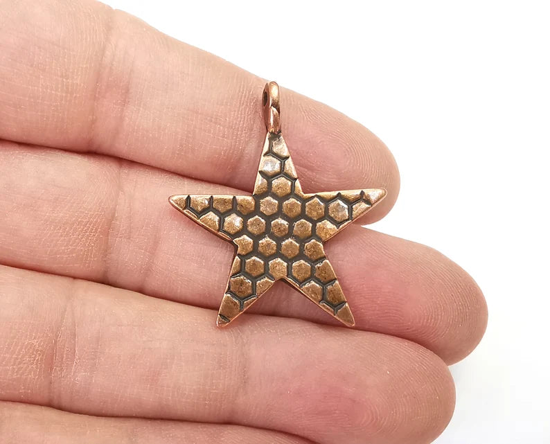 Star Charms Pendant Antique Copper Plated Pendant (35x29mm) G27830