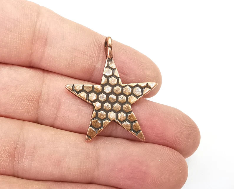 Star Charms Pendant Antique Copper Plated Pendant (35x29mm) G27830