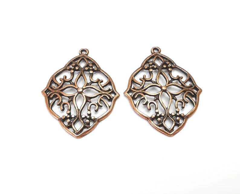 Flower Charms Antique Copper Plated Charms (41x31mm) G27836