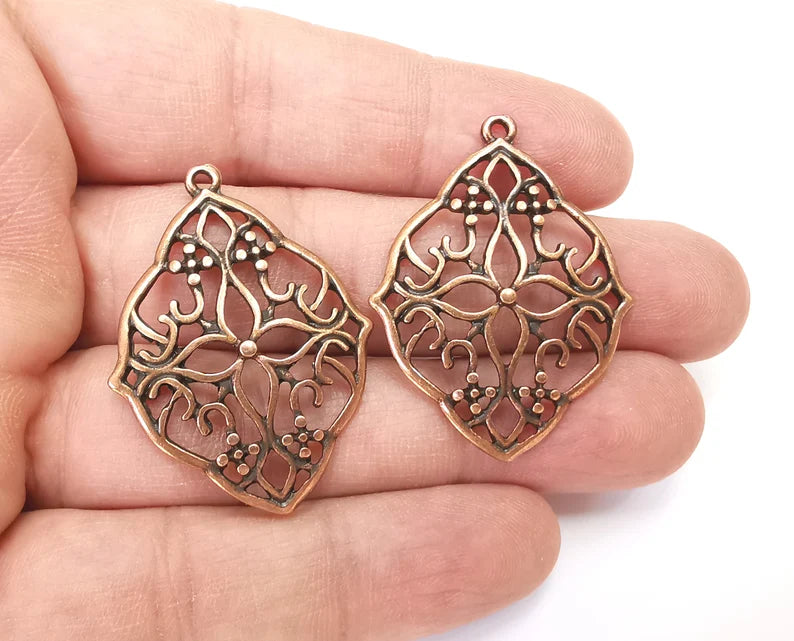 Flower Charms Antique Copper Plated Charms (41x31mm) G27836