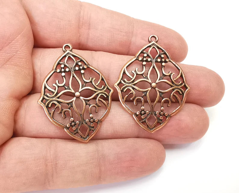 Flower Charms Antique Copper Plated Charms (41x31mm) G27836