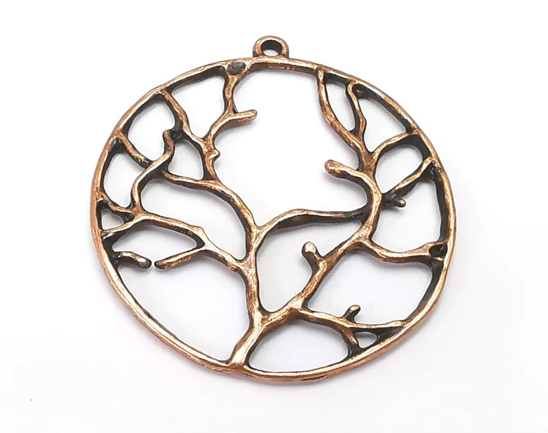 Tree Branch Round Charms Antique Copper Plated Charms (41x38mm) G27838