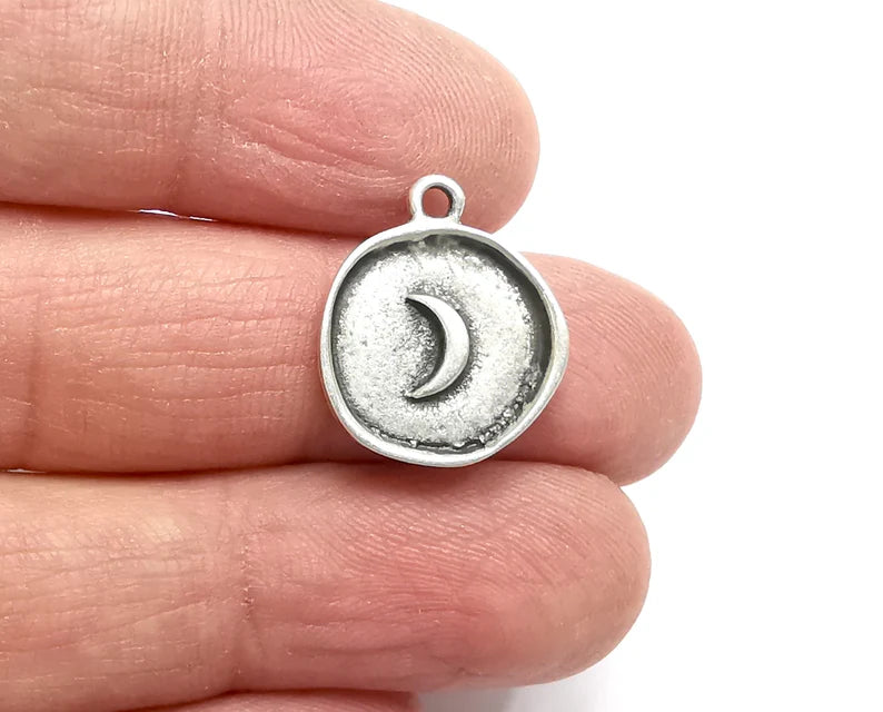 Crescent Moon Charm Antique Silver Plated Charm (20x16mm) G27670